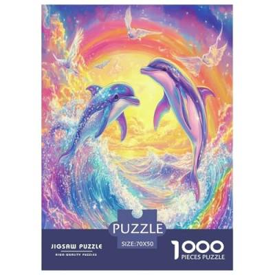 Delphin Puzzle 1000 Teile Schwer Puzzle Spielzeug Lernspiel Impossible Herausforderungsspielzeug Für Erwachsene Und Kinder Ab 14 Jahren 70x50cm/1000pcs von ChengzeTCo
